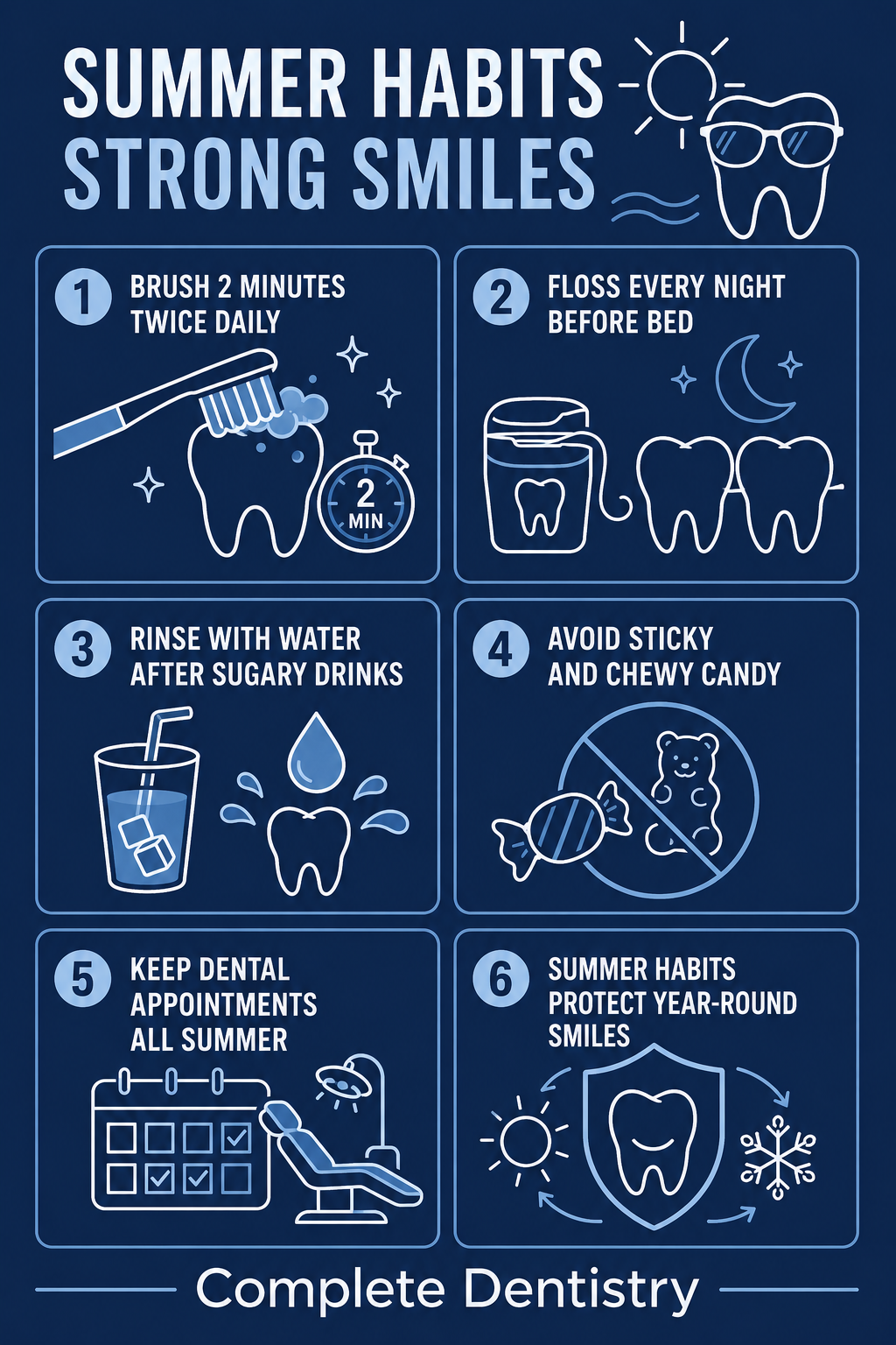Infographic on summer dental habits for kids